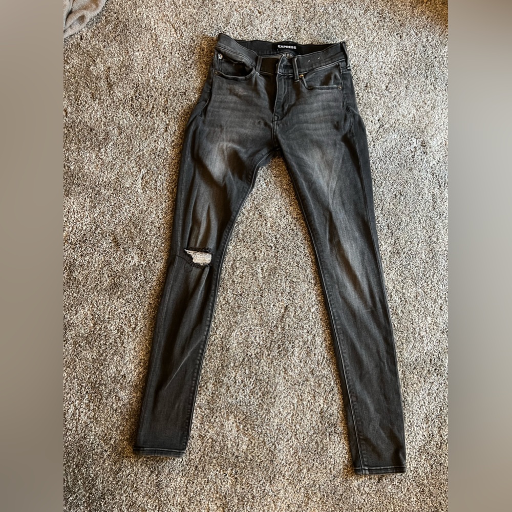 Express black distressed women’s jeans